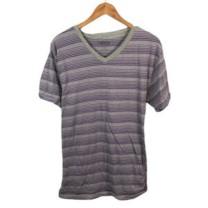 TS757 Mens CARBON Brand Striped V Neck T Shirt XXL